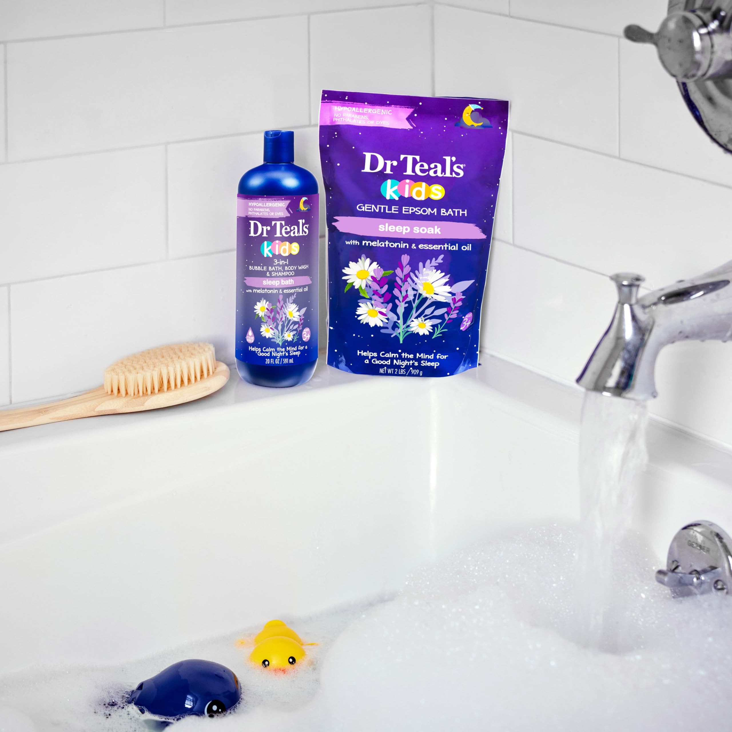 Dr Teal's Kids 3-in-1 Sleep Bath pack indicates three bottles.
