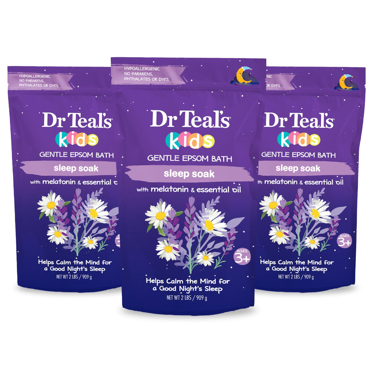 Dr Teal's Kids Gentle Sleep Soak bottle with epsom salt and melatonin for calm nights.
