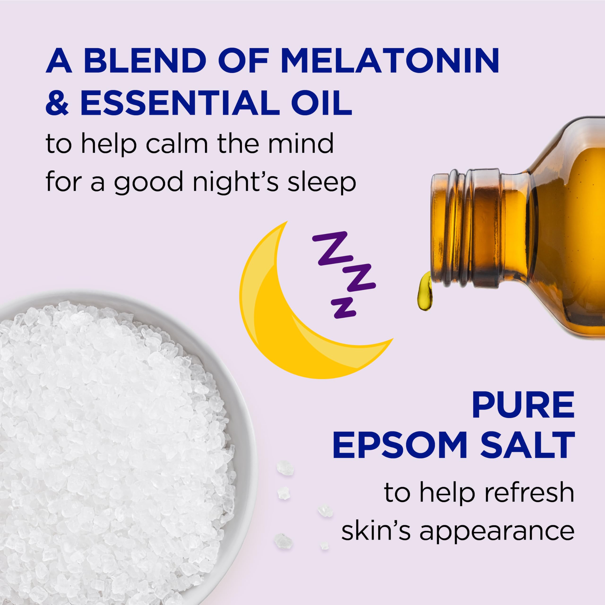 Dr Teal's Sleep Soak label highlighting melatonin and essential oil blend for peaceful wind-down.