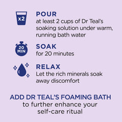 Dr Teal's lavender bath scene evokes serene, spa-like relaxation.
