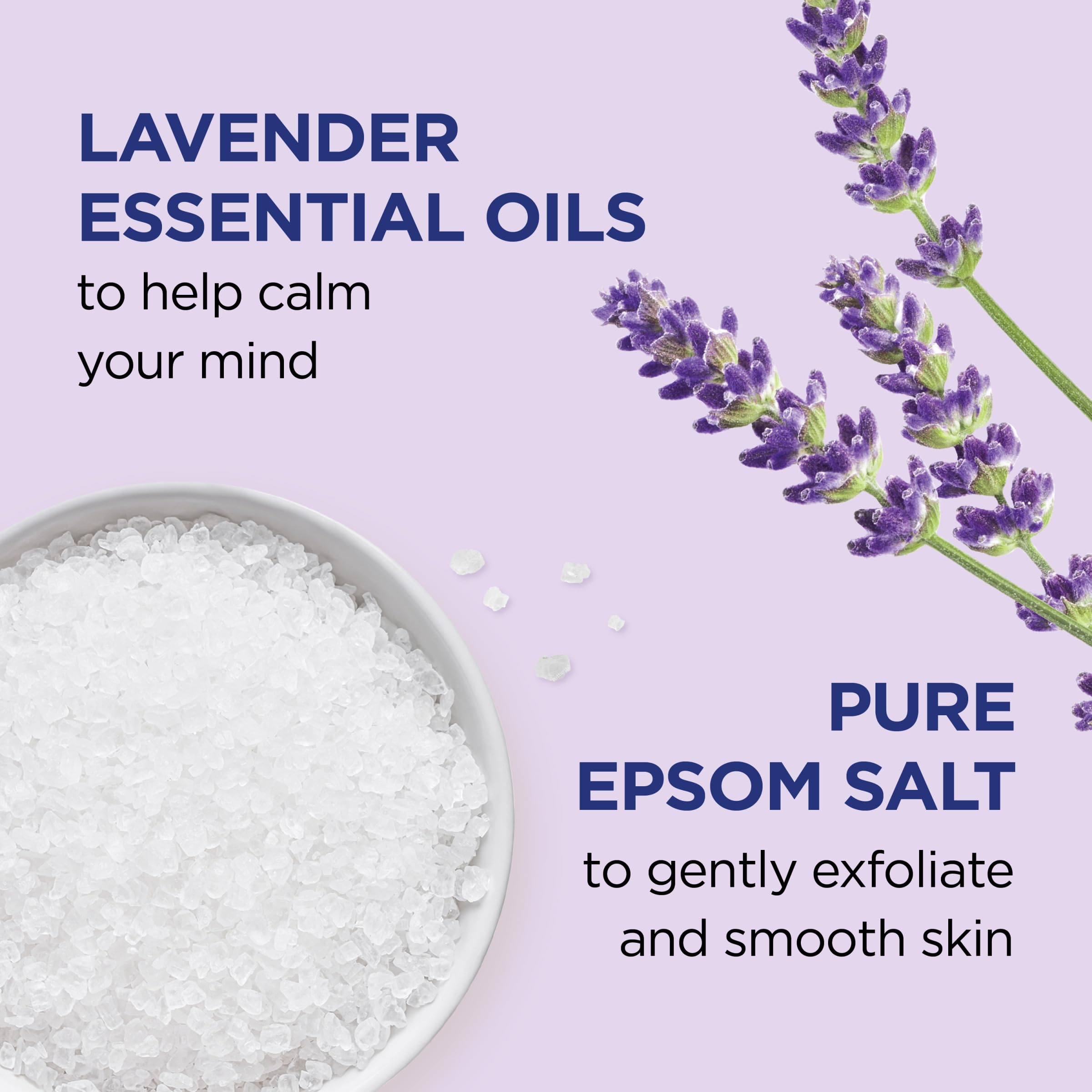 Dr Teal's lavender oil bottle image suggests calming aroma for bedtime routines.