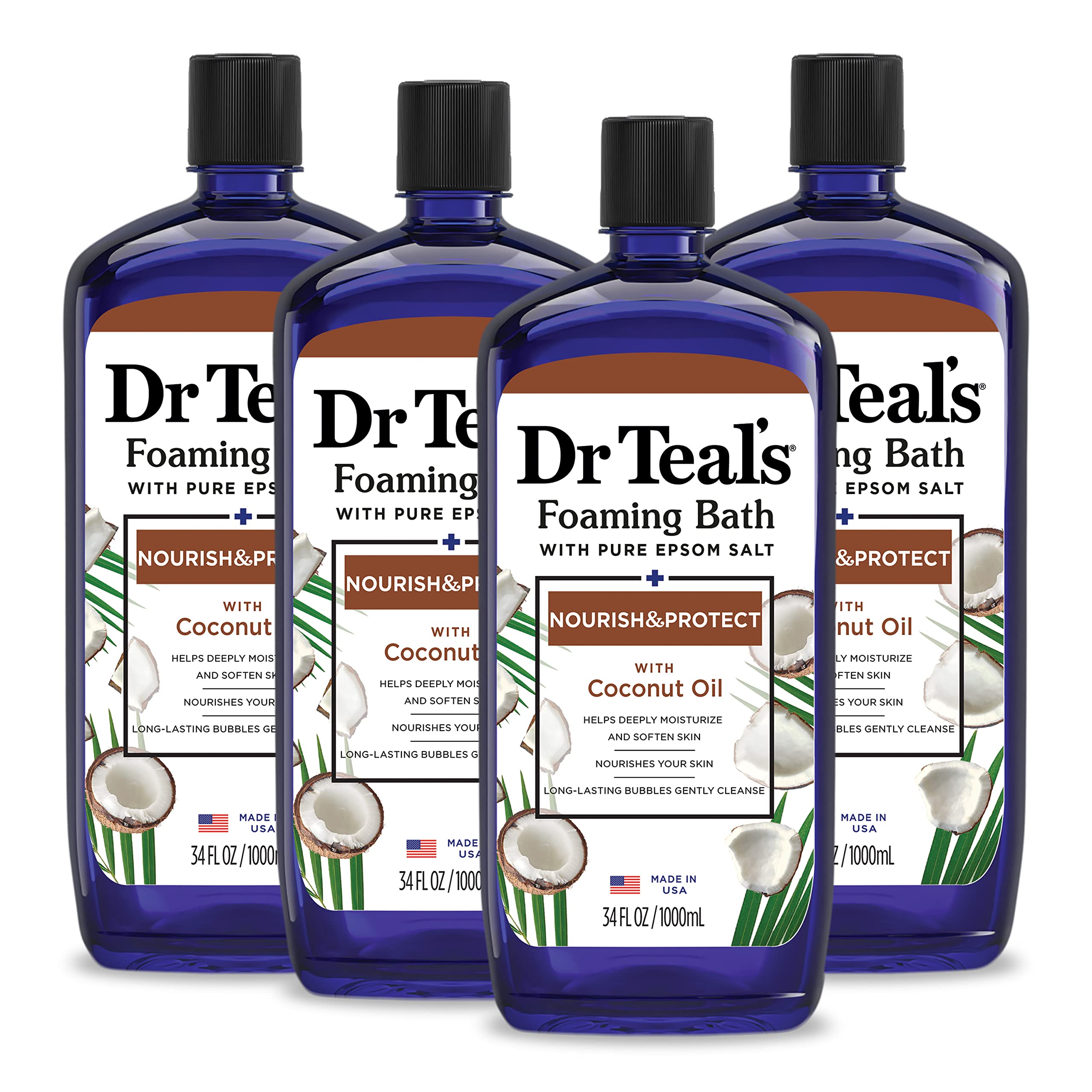 Dr Teal's Nourish & Protect coconut scent bath for a soothing soak.