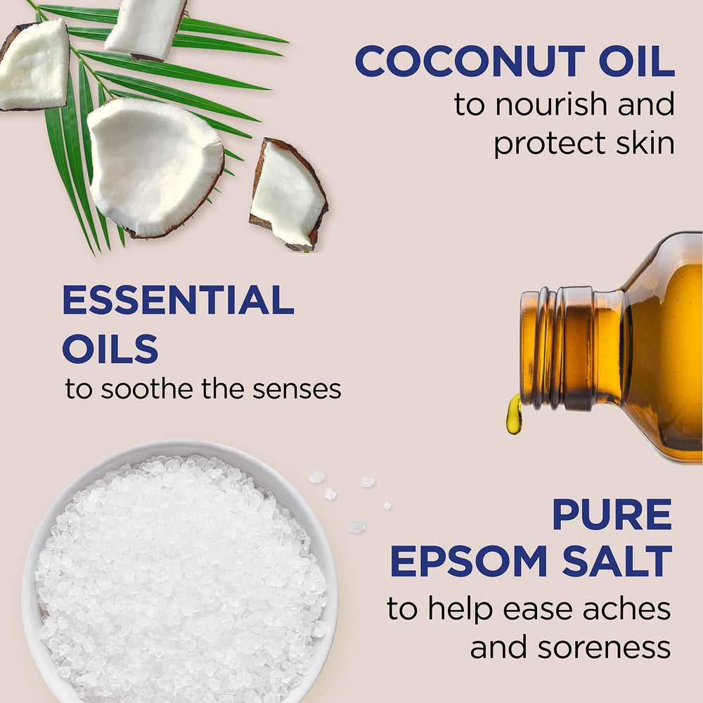 Dr Teal's Nourish & Protect coconut oil ingredients label highlights vegan, paraben-free.