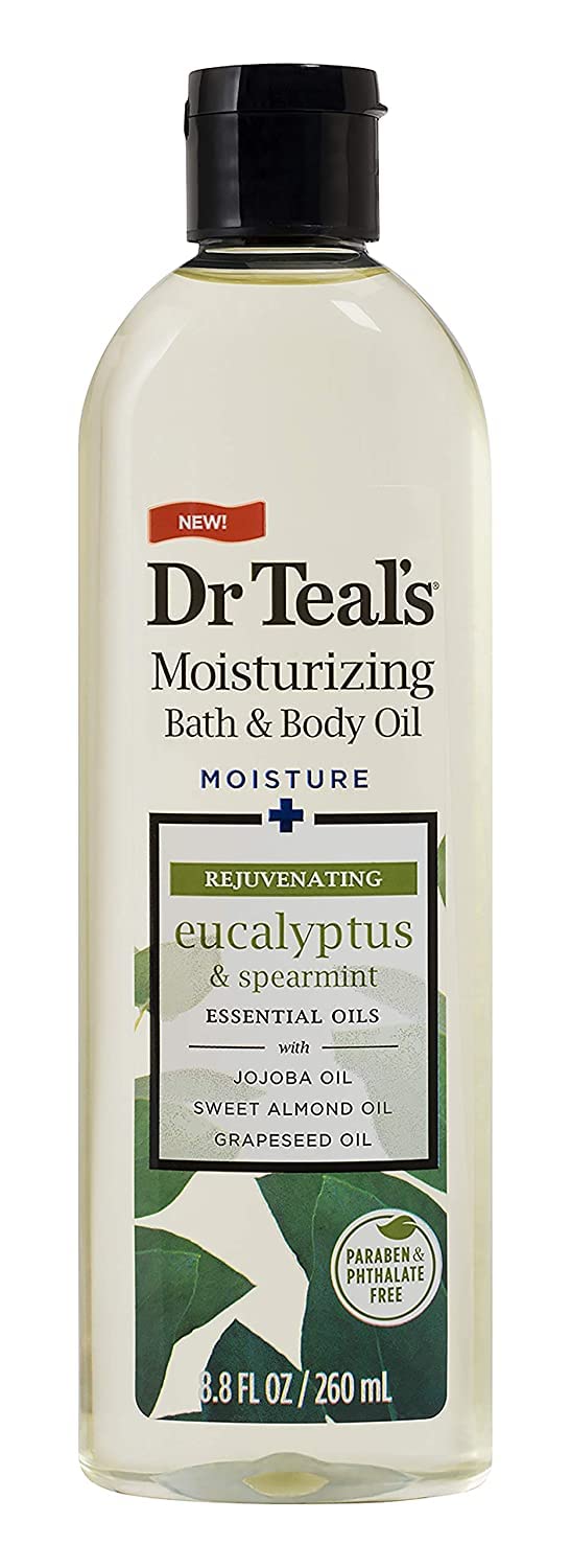 Close-up of Dr Teal's Bath & Body Oil absorbing quickly for hydration