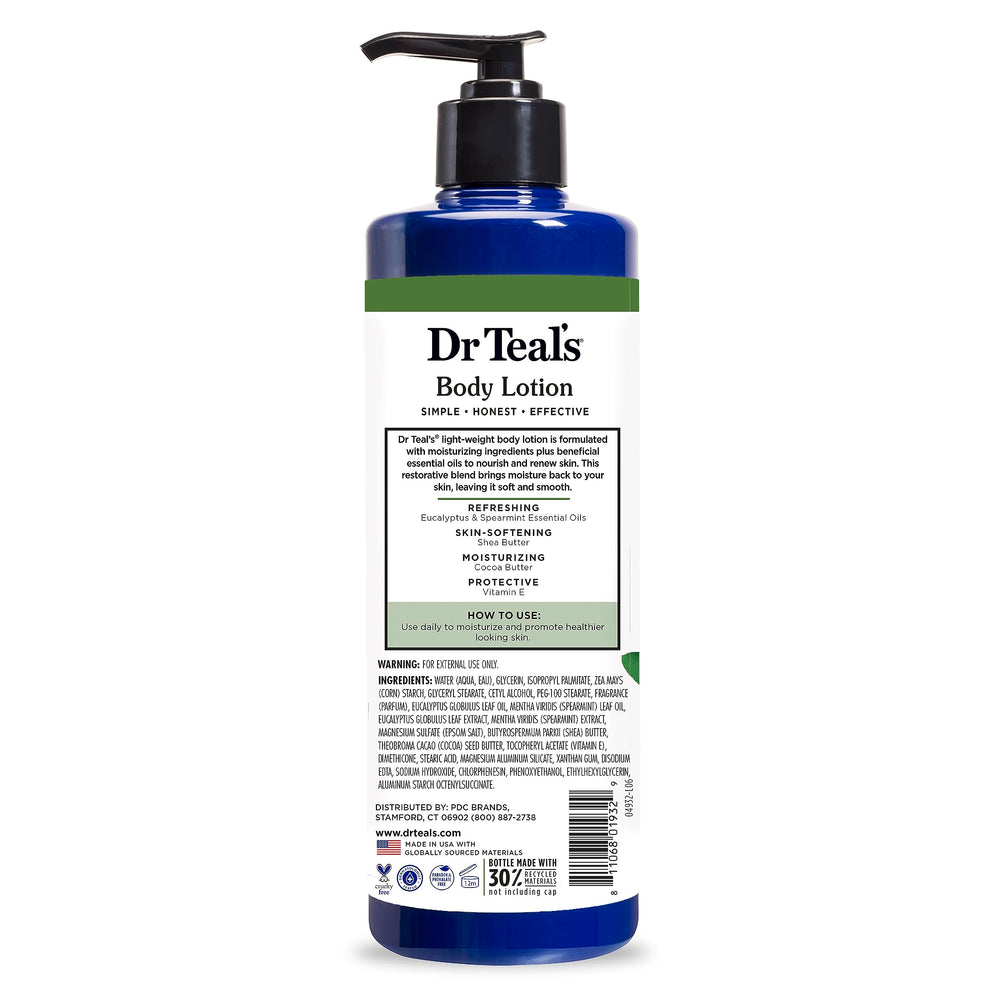 Three-pack display of Dr Teal's body lotion lineup