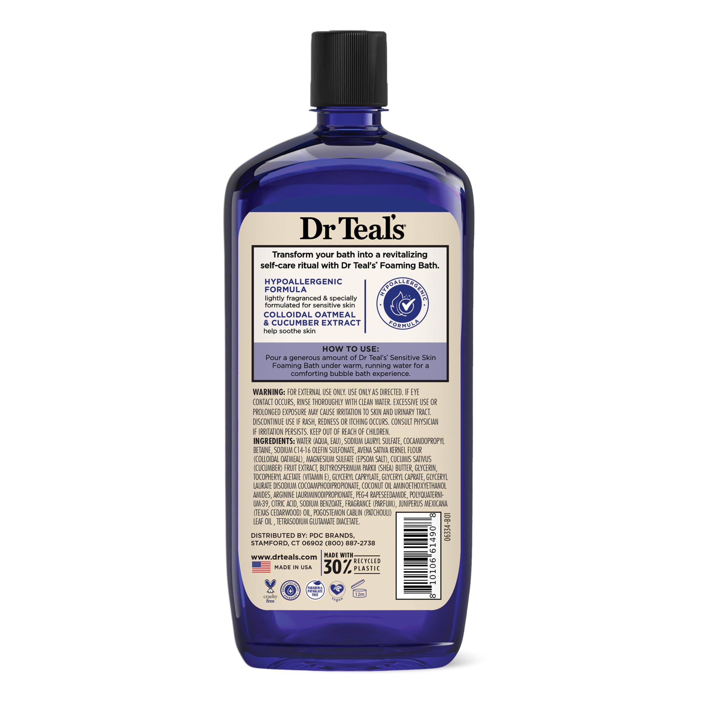 Pack of four Dr Teal's bottles for multiple relaxing soaks at home.