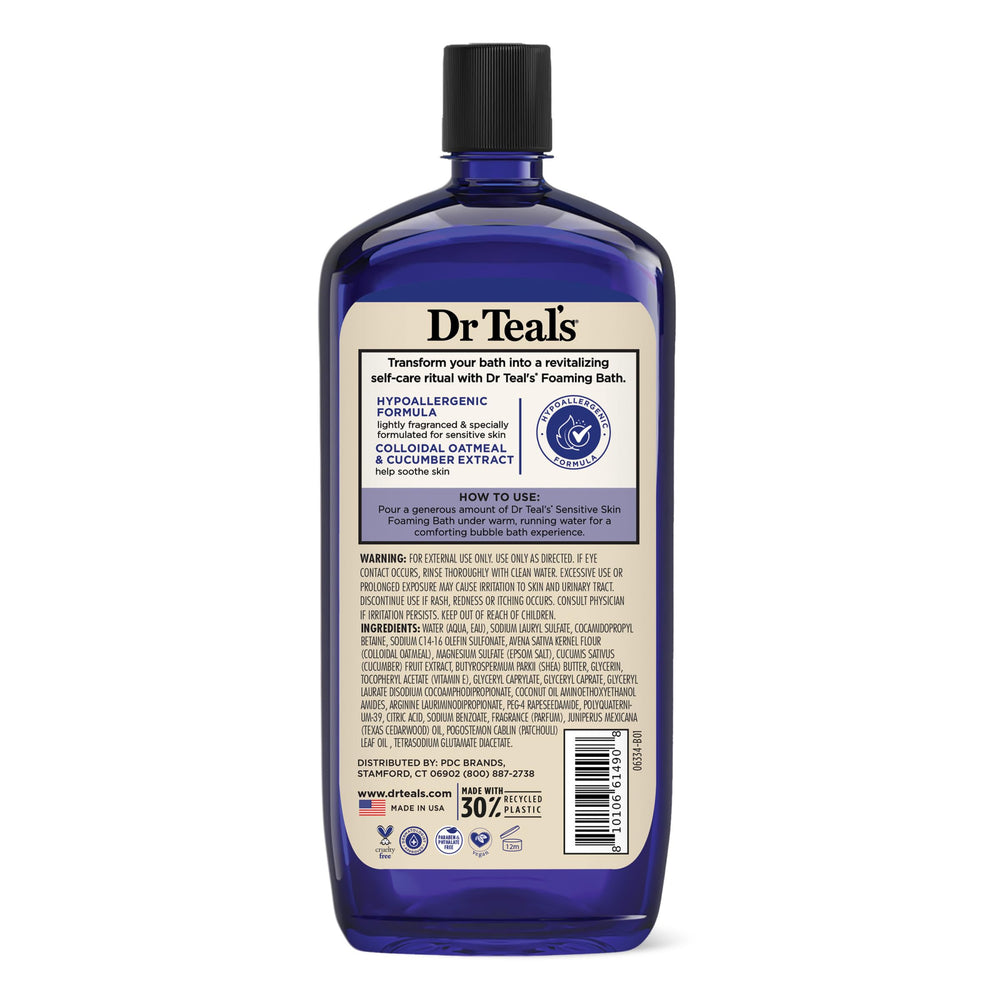 Pack of four Dr Teal's bottles for multiple relaxing soaks at home.