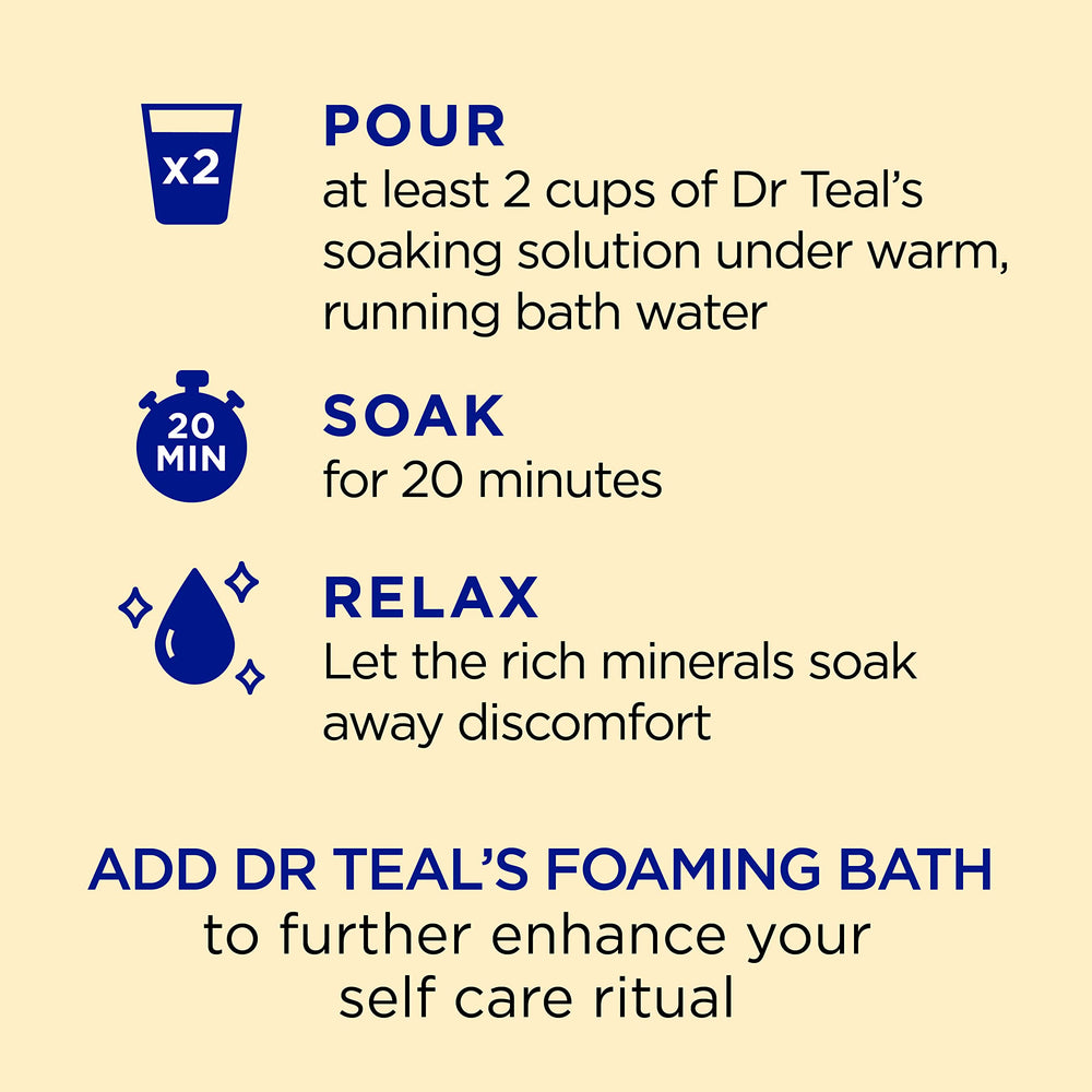 Pouring the soak into warm water demonstrates a quick, 20-minute relaxation ritual