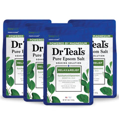 Dr Teal's Pure Epsom Salt with eucalyptus and spearmint in a relaxing bath scene