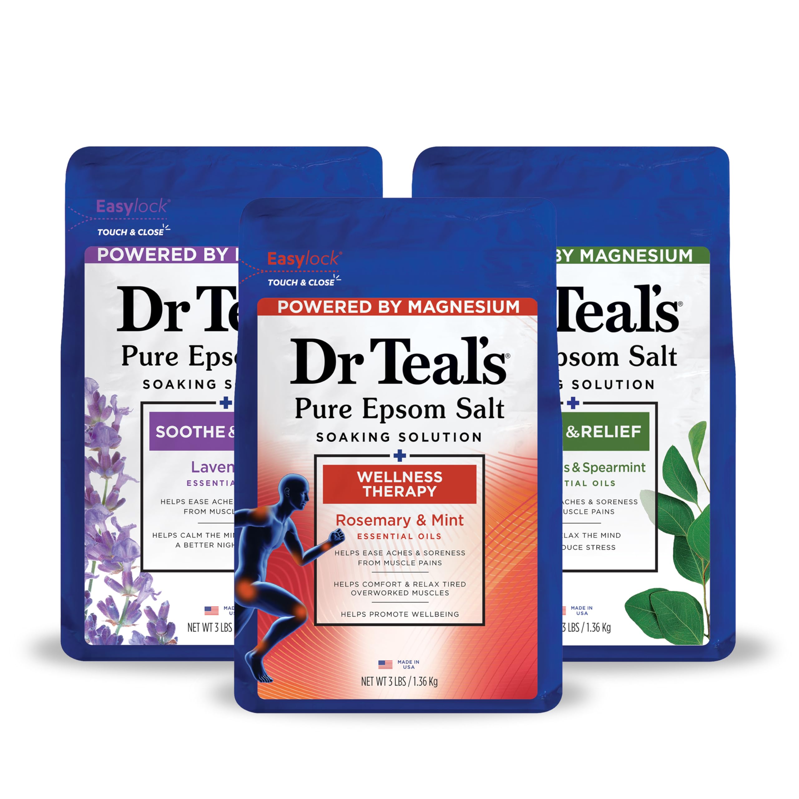 Dr Teal's Pure Epsom Salt Lavender enhances calming nightly relaxation.