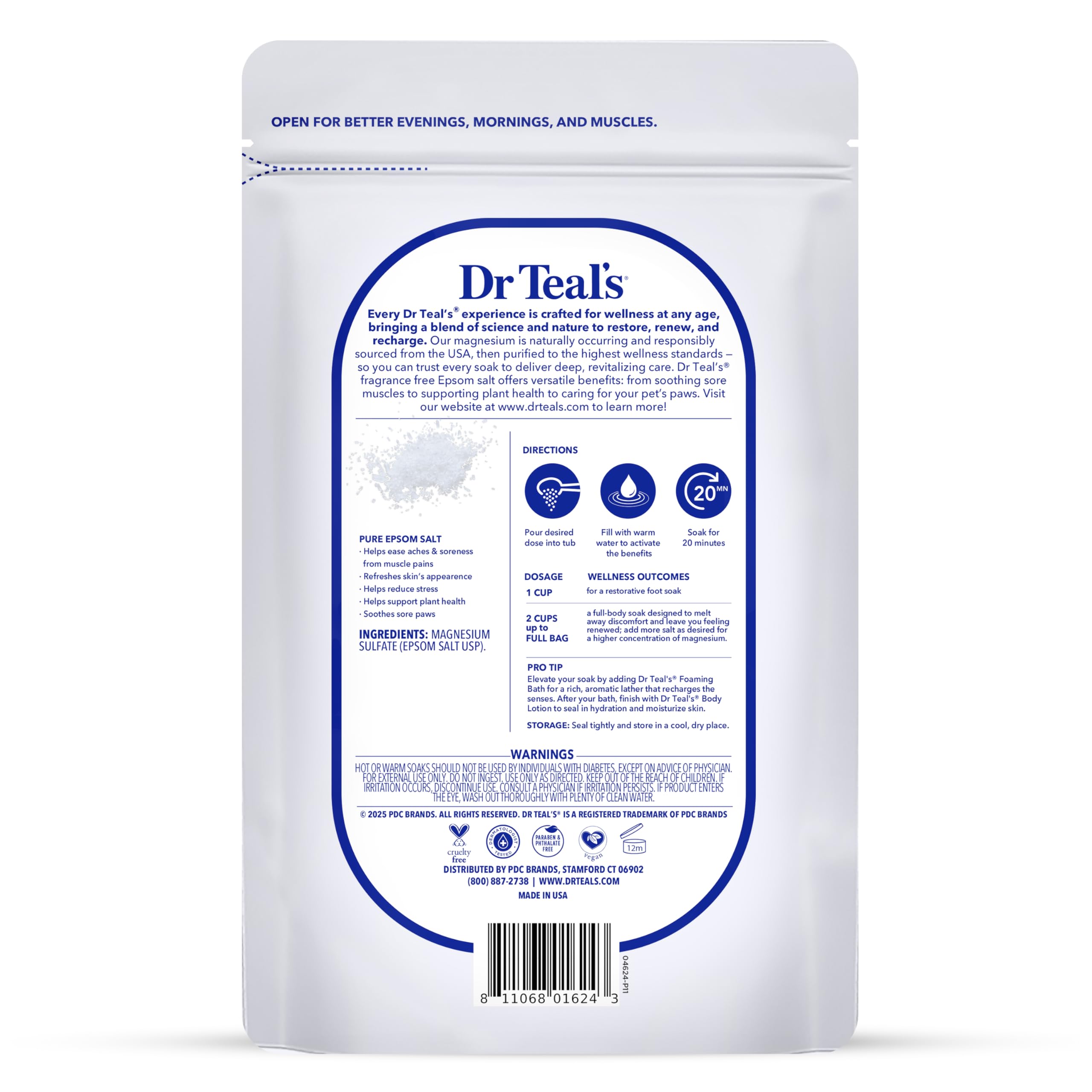 Dr Teal's Epsom salt dissolving in a warm bathwater.