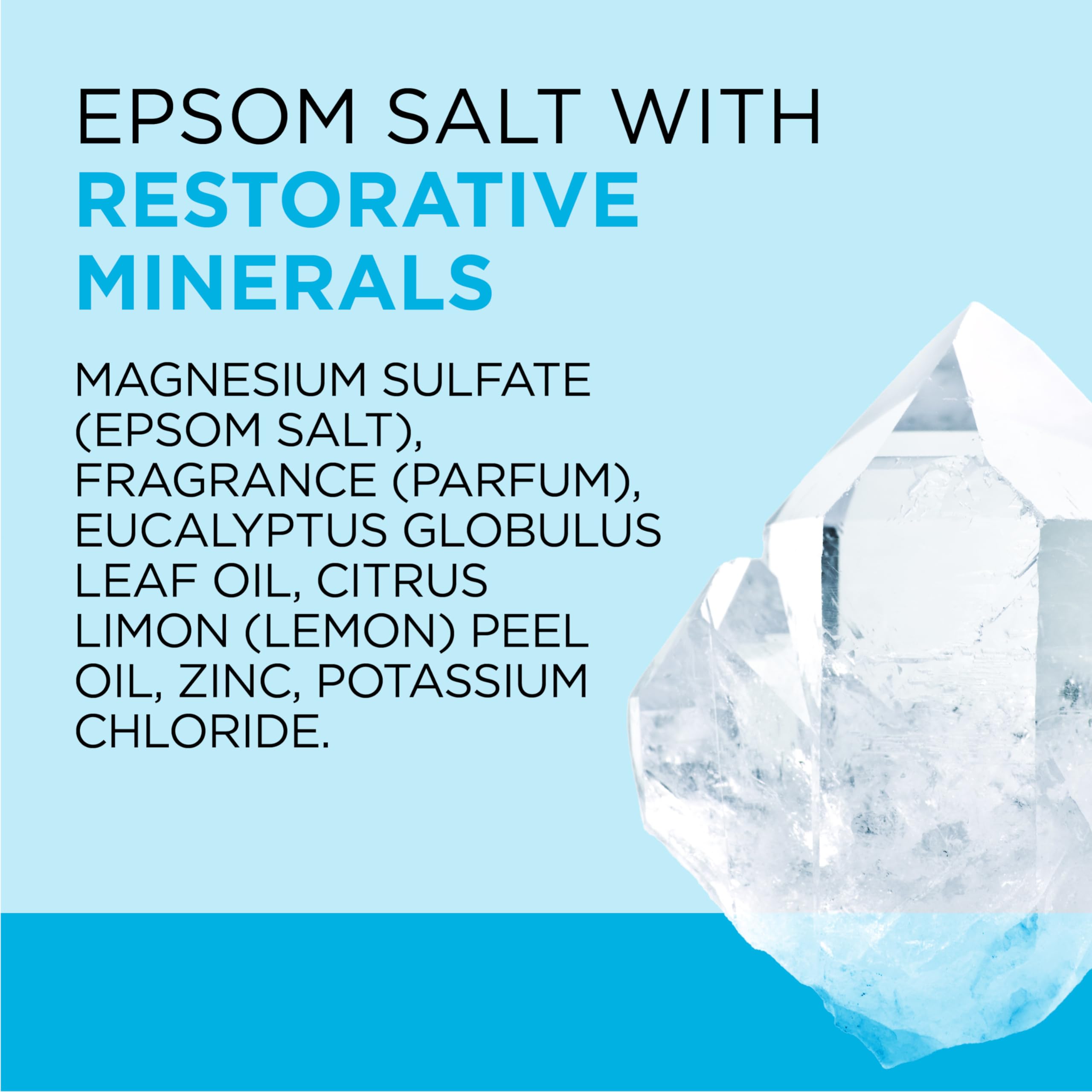 Dr Teal's Restorative Minerals pack of four bottles on display.