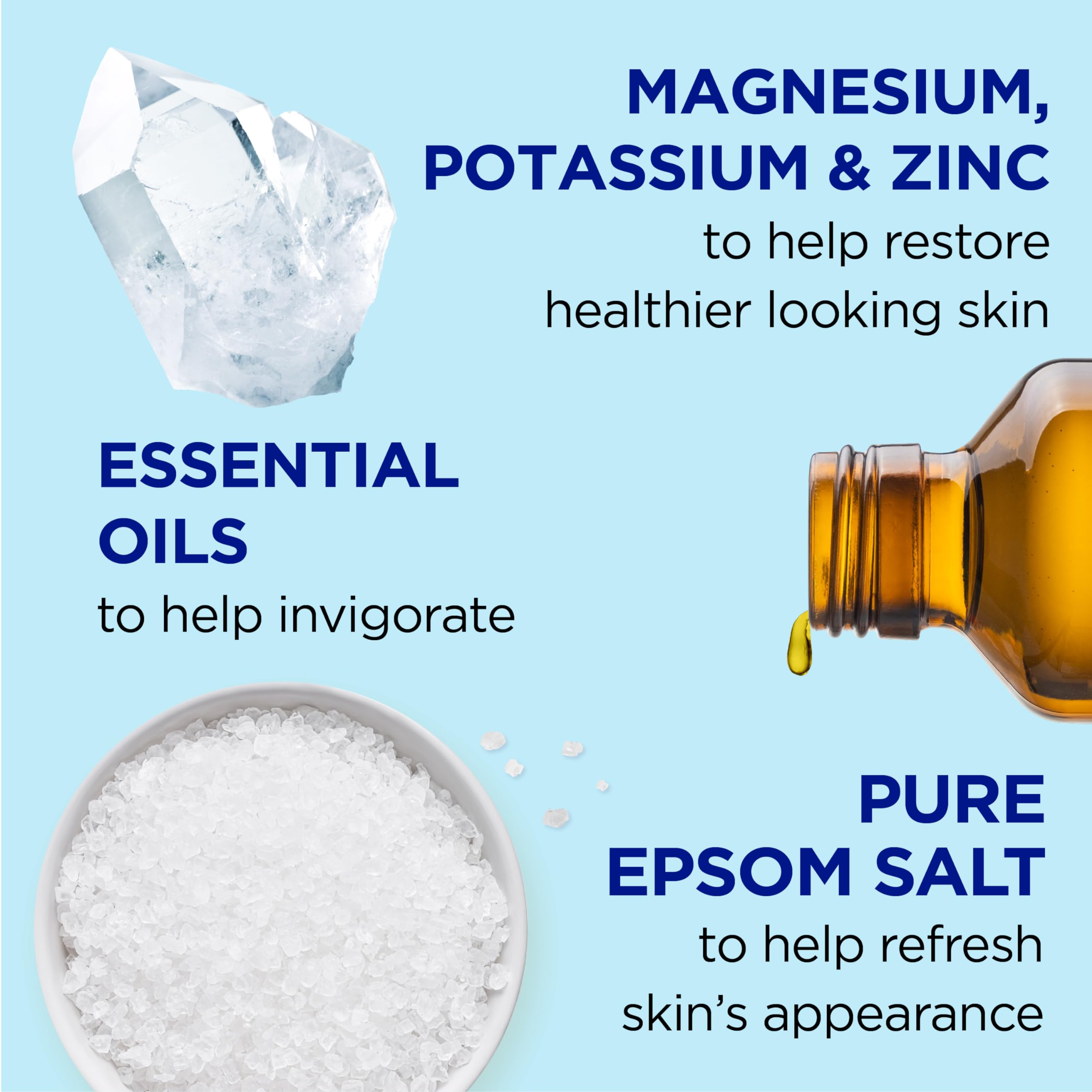Dr Teal's Restorative Minerals pour into bath showing easy use.