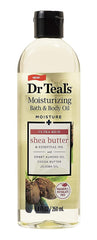 Dr Teal's Shea Butter oil swirl close-up for skin nourishment.