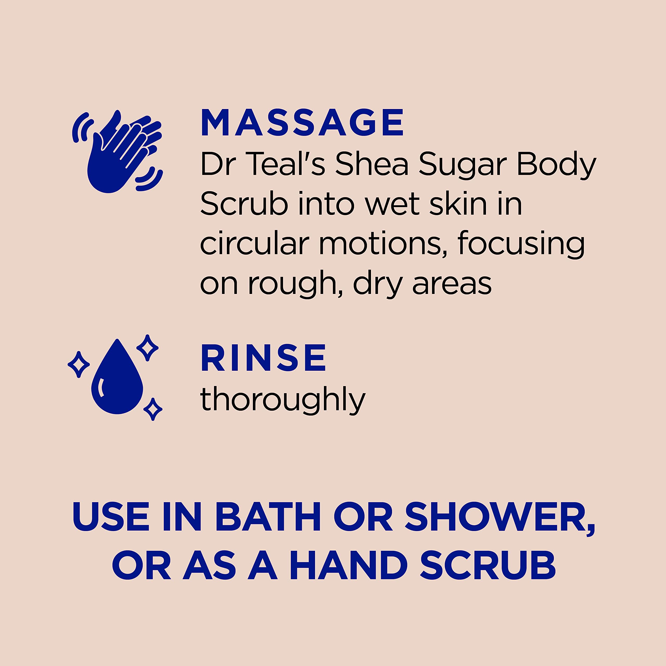 Dr Teal's almond oil and shea butter ingredients nourish skin.