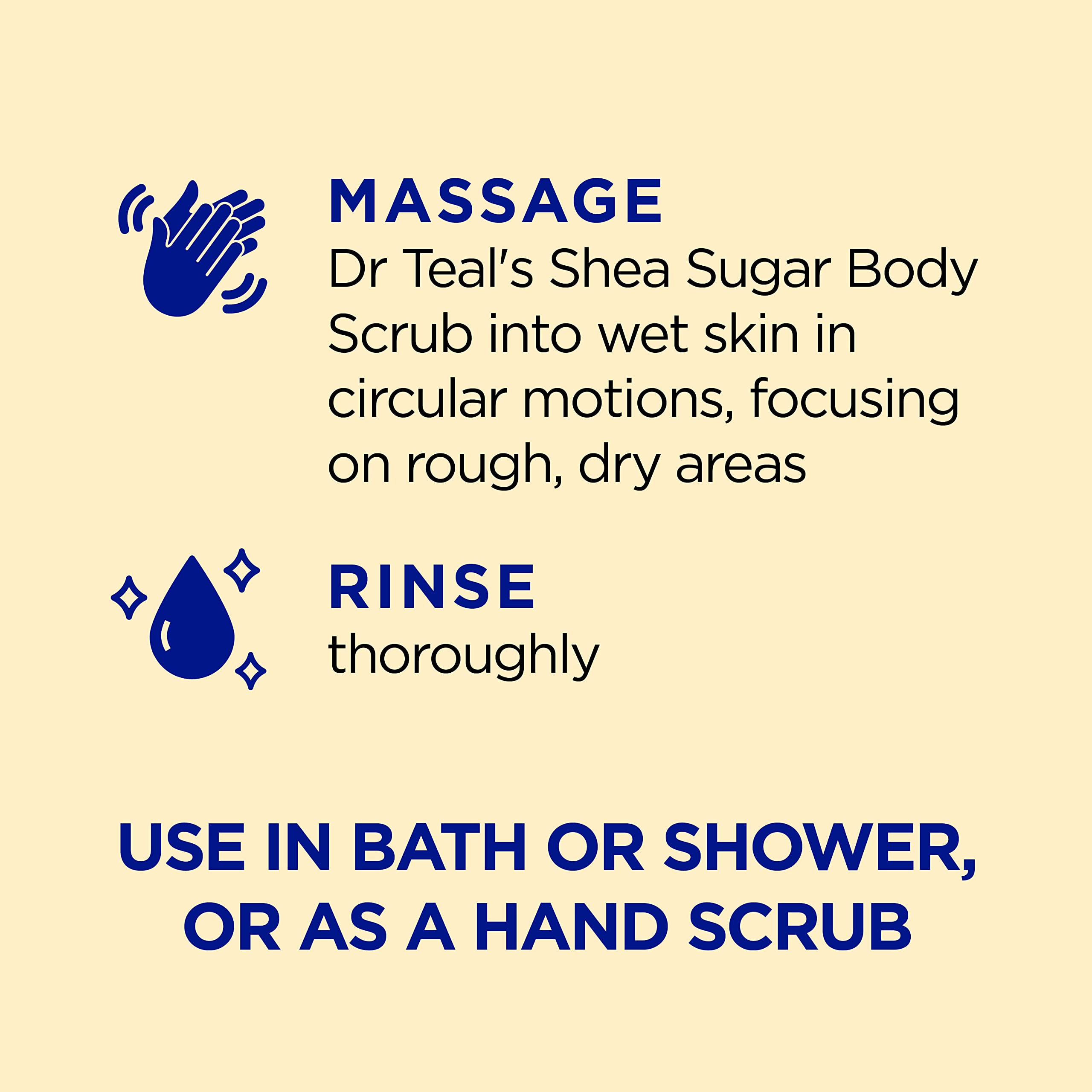 Applying Dr Teal's scrub onto skin for smoothing results.
