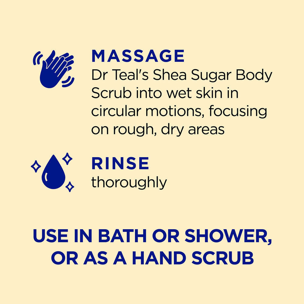 Applying Dr Teal's scrub onto skin for smoothing results.