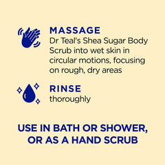 Applying Dr Teal's scrub onto skin for smoothing results.
