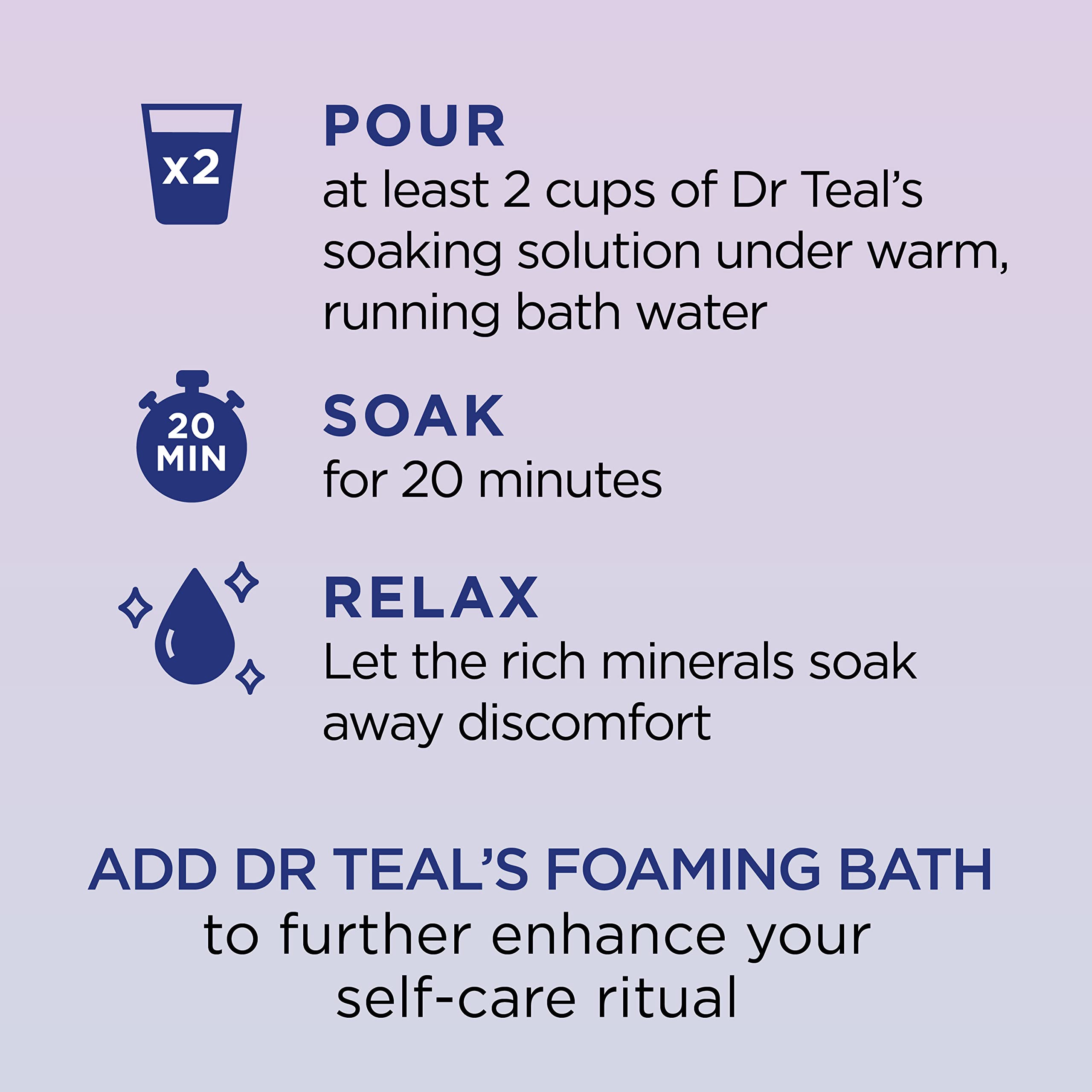 Lavender and chamomile aroma from Dr Teal's Sleep Blend enhances calming bath ritual