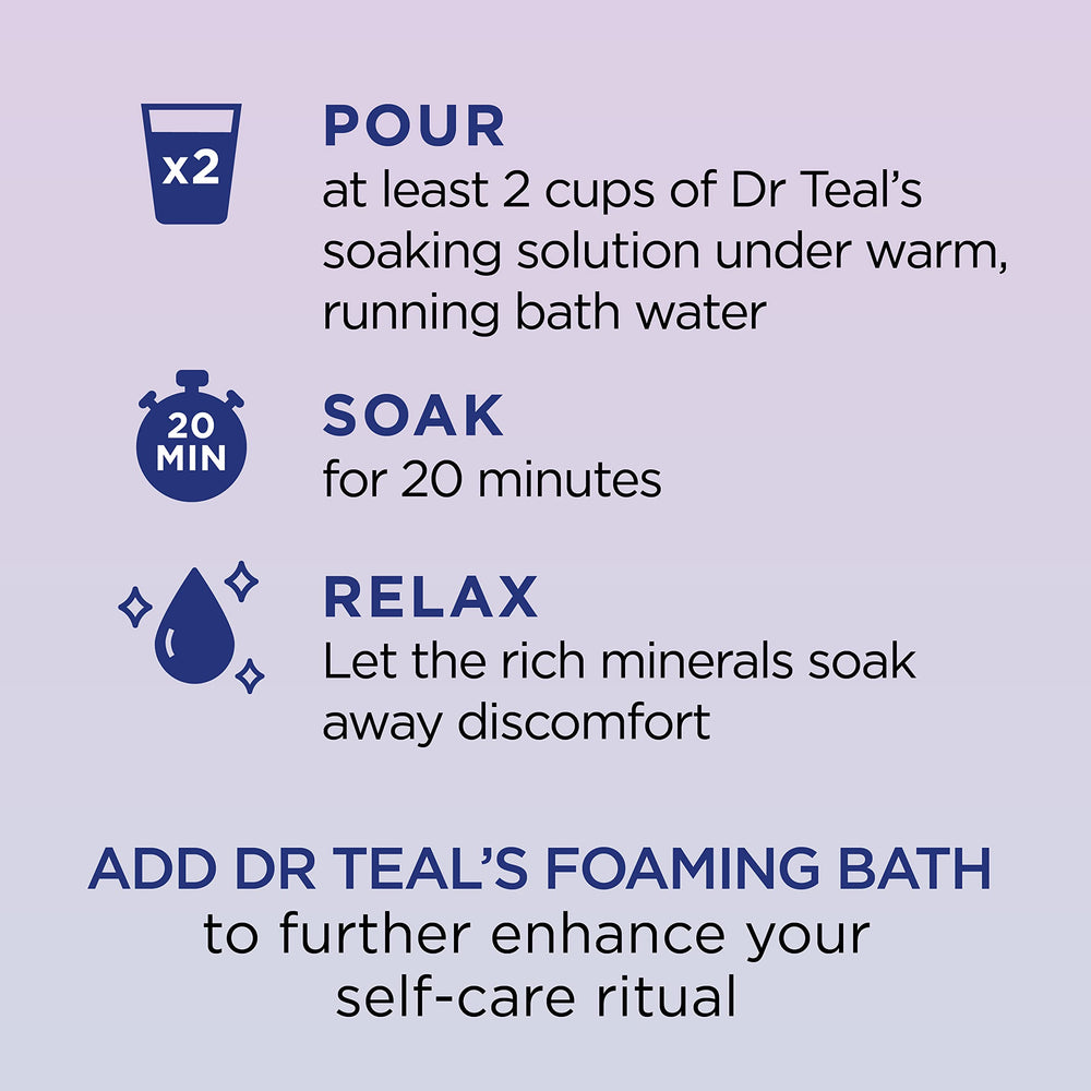 Lavender and chamomile aroma from Dr Teal's Sleep Blend enhances calming bath ritual