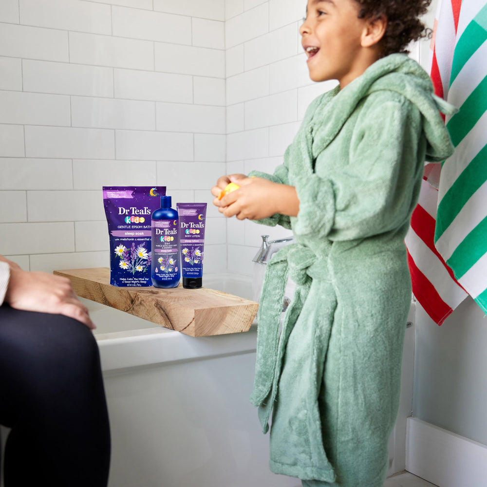 Dr Teal's Sleep Soak coconut-oil nourishes the skin during bath time.