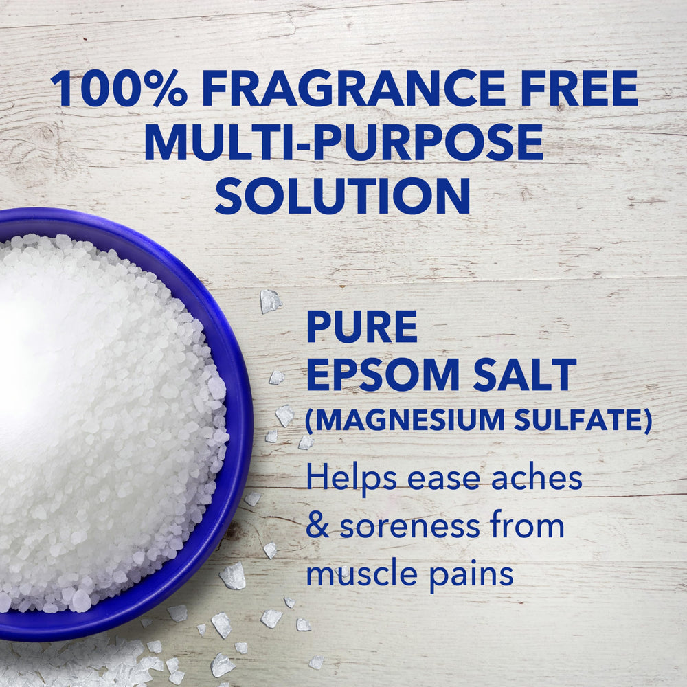 Dr Teal's Epsom salt soaking and softening skin during a bath.