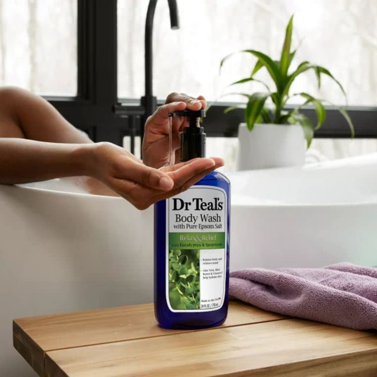 Dr Teal's USA-made label close-up signals domestic production and quality.