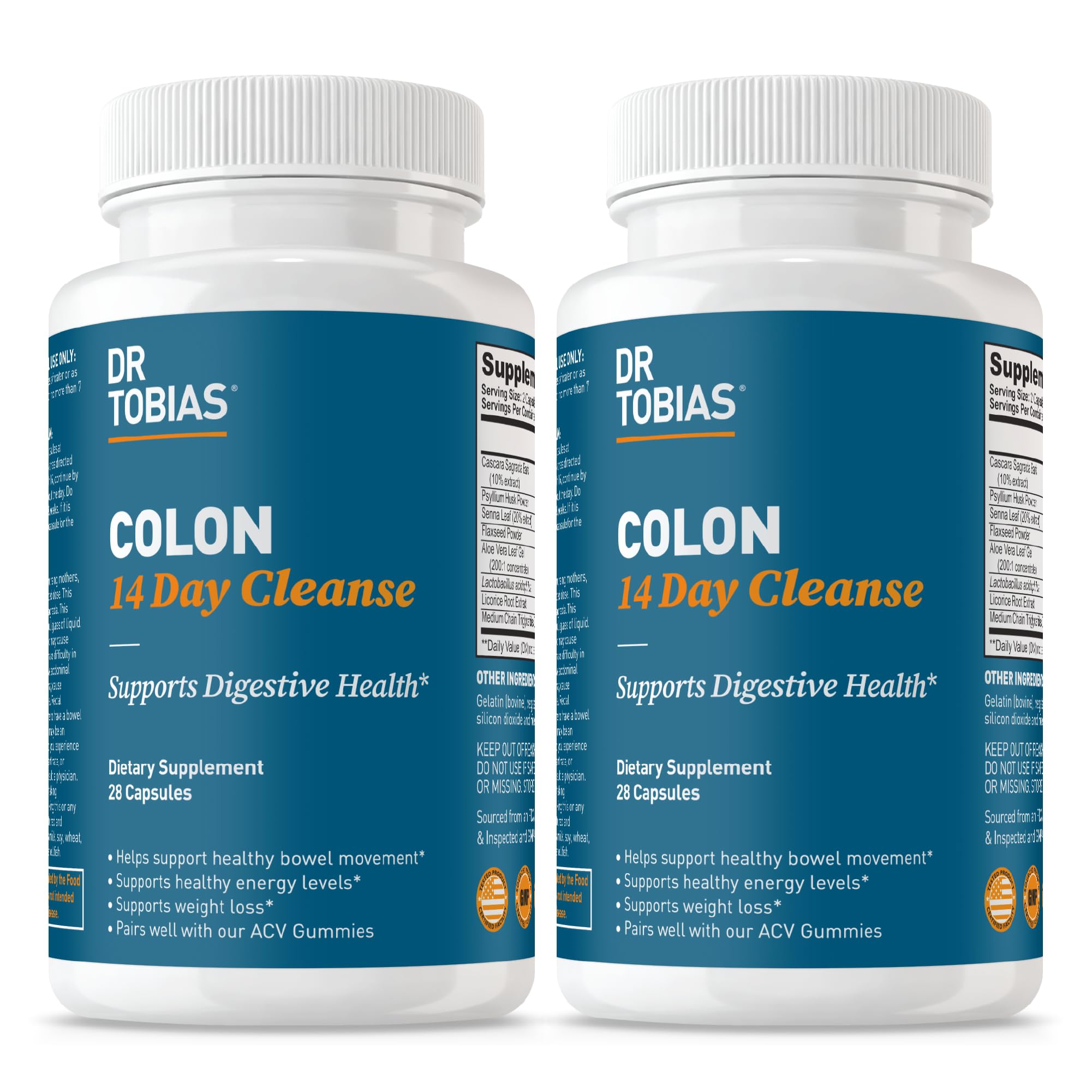 Dr. Tobias Colon Cleanse bottle front for easy daily use and gentle gut support