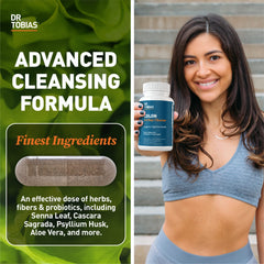 Dr. Tobias Colon Cleanse capsules close-up highlighting a 28-day cleanse routine