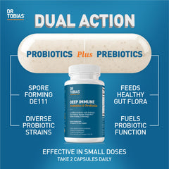 Close-up of Dr. Tobias Deep Immune capsules for easy digestion
