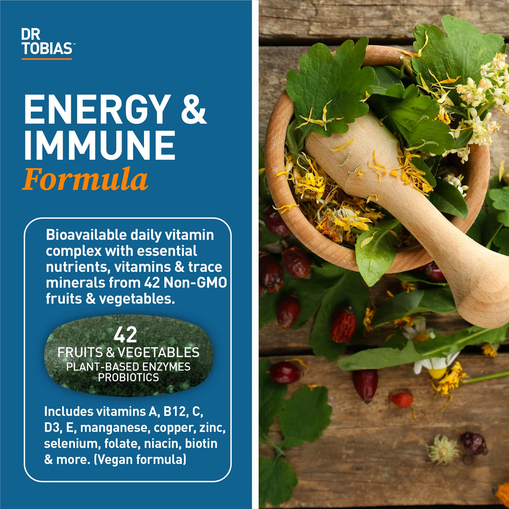 Close-up of Dr. Tobias multivitamin tablets highlighting compact vegan capsules.