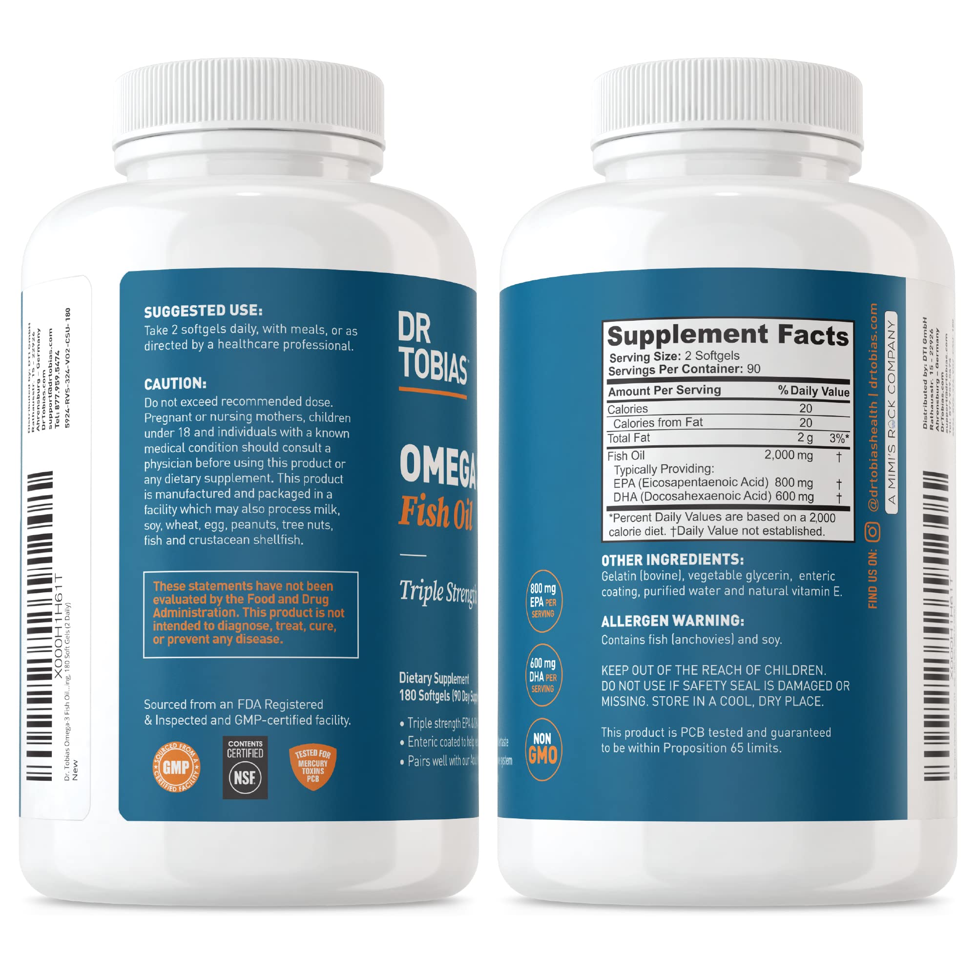 Dr. Tobias NSF-certified fish oil quality and safety.