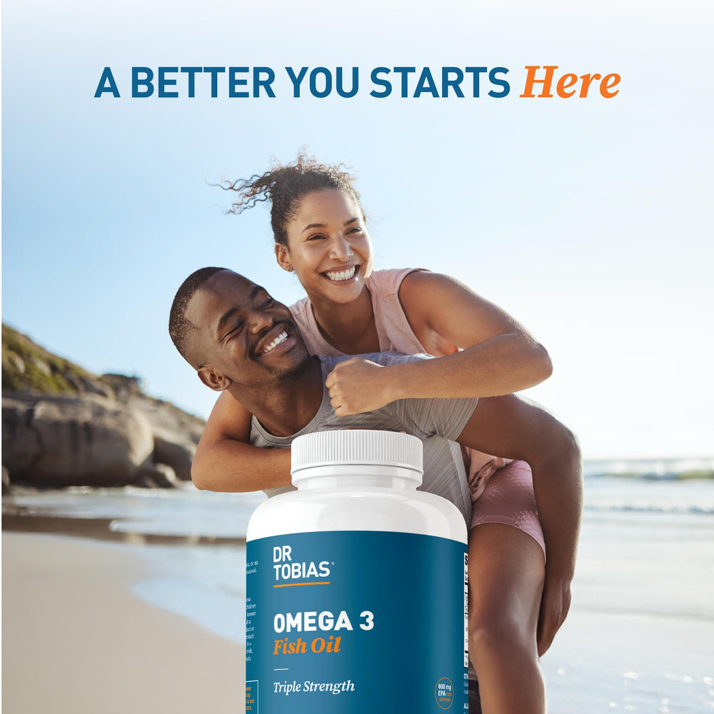 Dr. Tobias Omega 3 product box displays 90 softgels and 45 servings