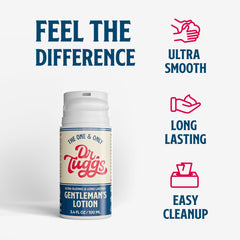 Dr. Tuggs Me Time Lotion application close-up shows creamy texture and easy spreading.