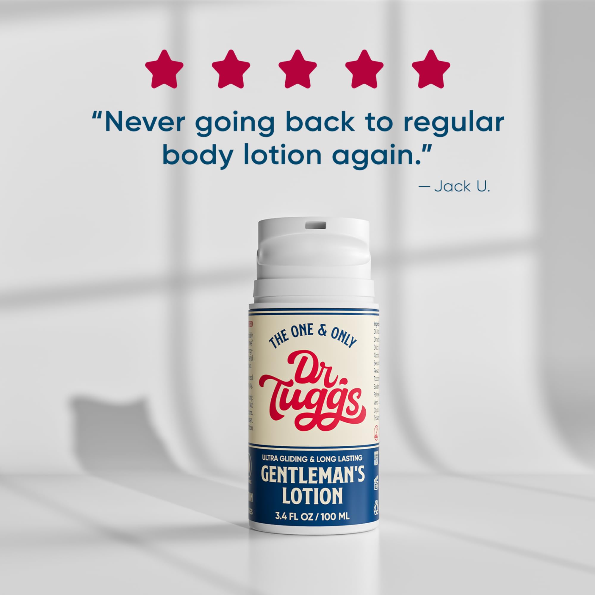 Dr. Tuggs USA-made label signals quality standards in packaging.