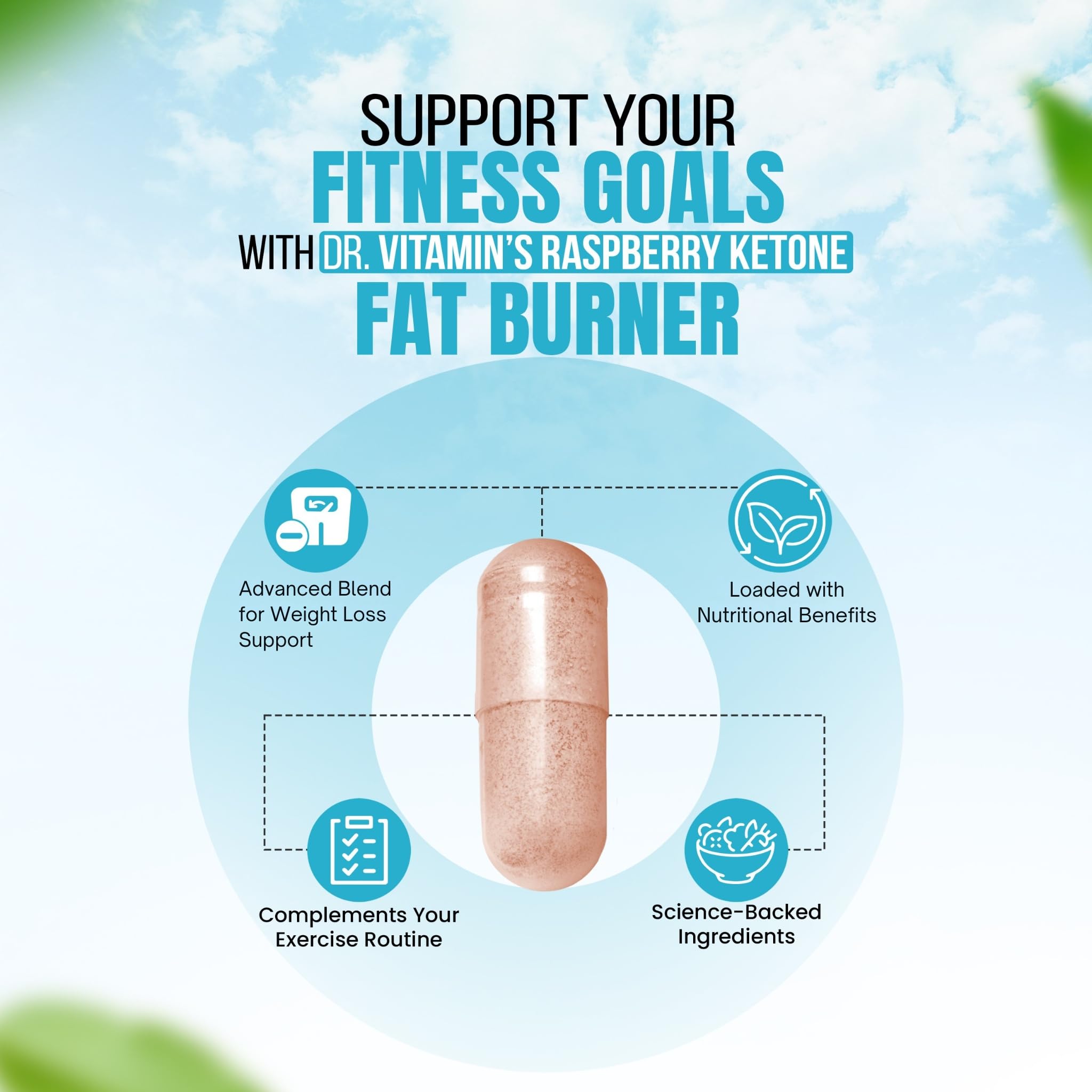 DR VITAMIN SOLUTIONS Caffeine energy capsule emphasizes morning energy.