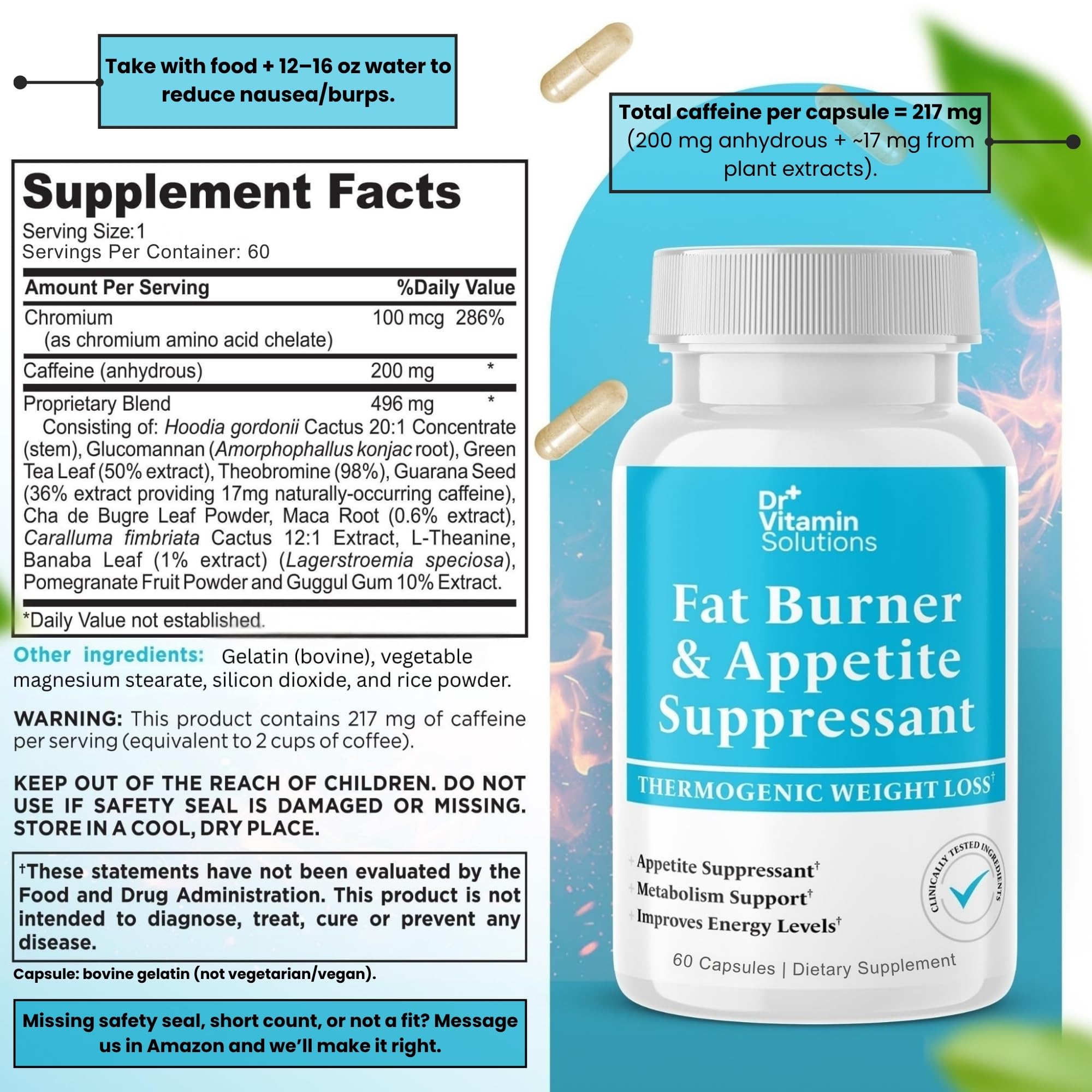 Closeup of DR VITAMIN SOLUTIONS capsules showing easy daily intake