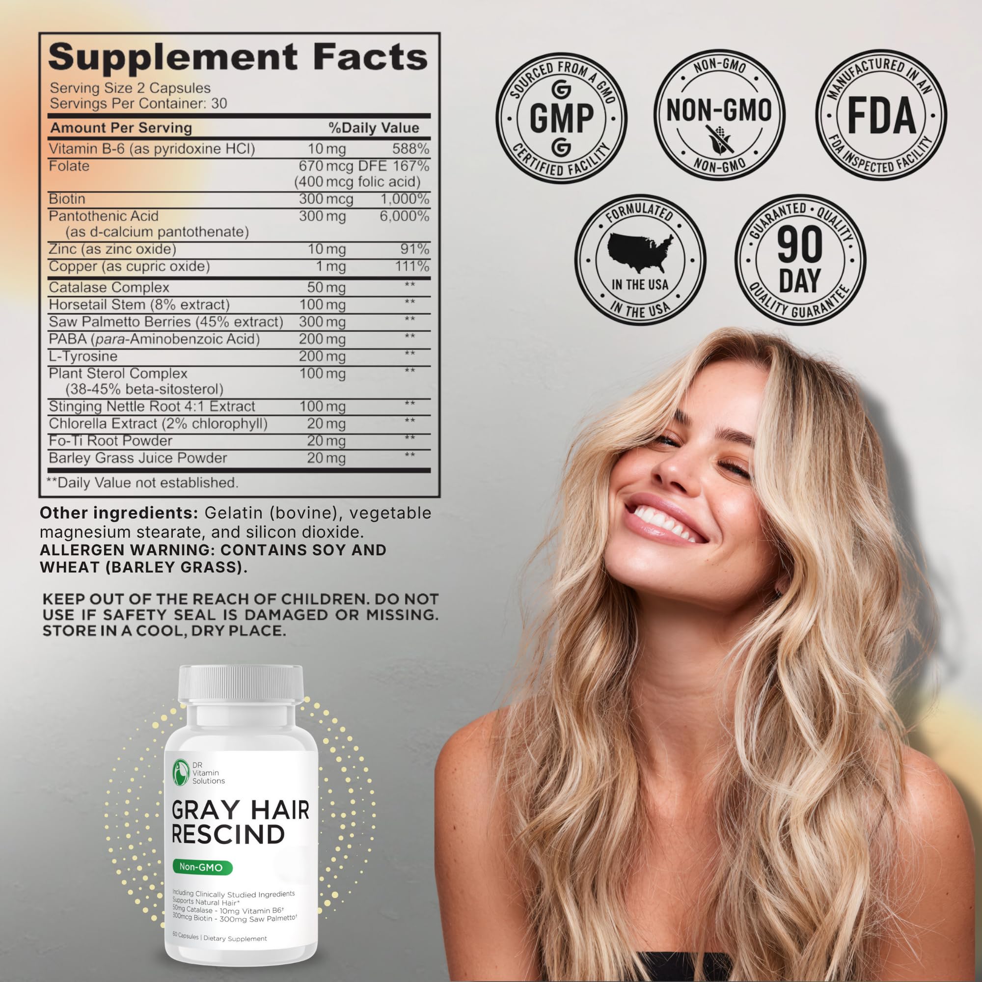 DR VITAMIN SOLUTIONS Catalase ingredient capsules promoting hair health daily