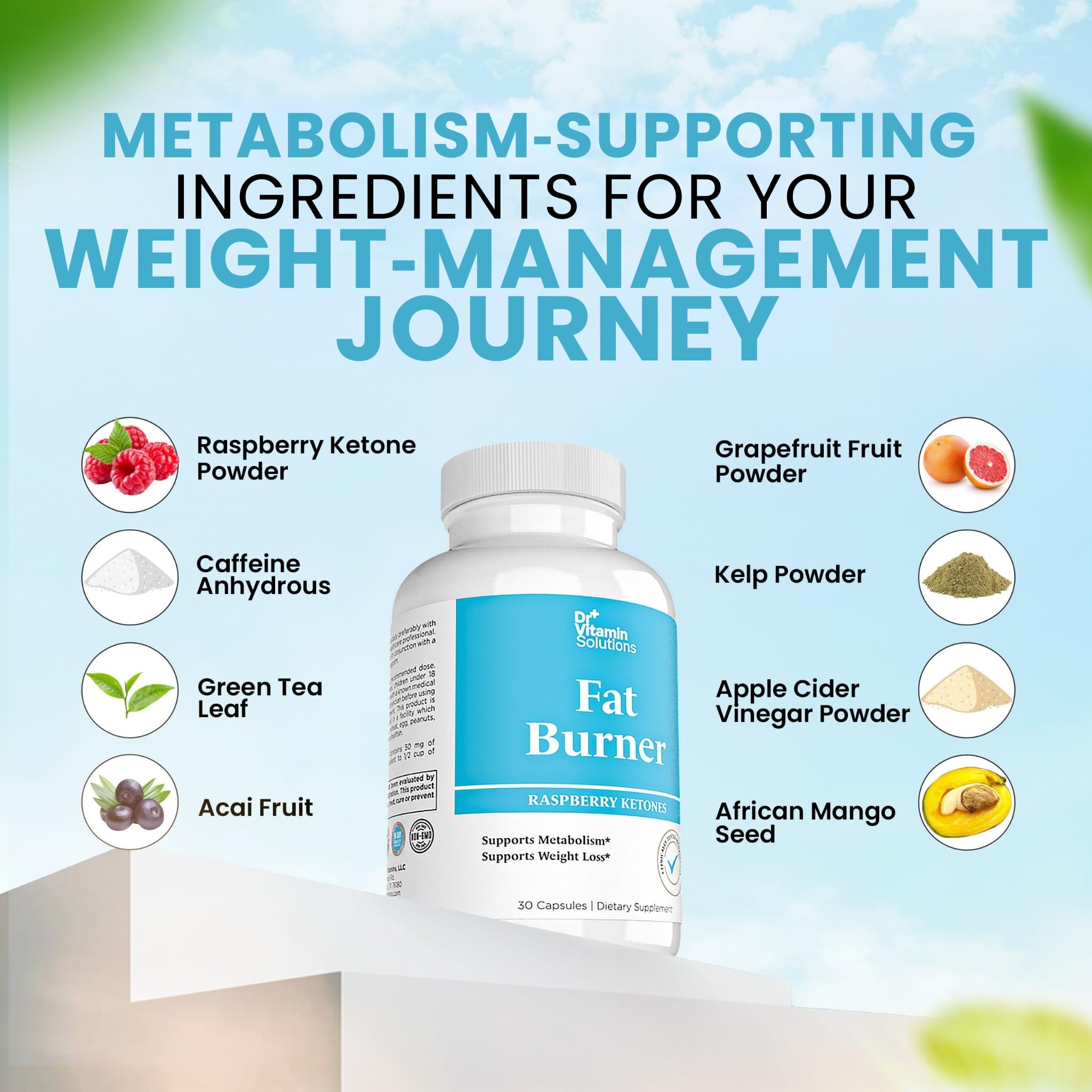 DR VITAMIN SOLUTIONS Green Tea capsules close-up for daily energy.