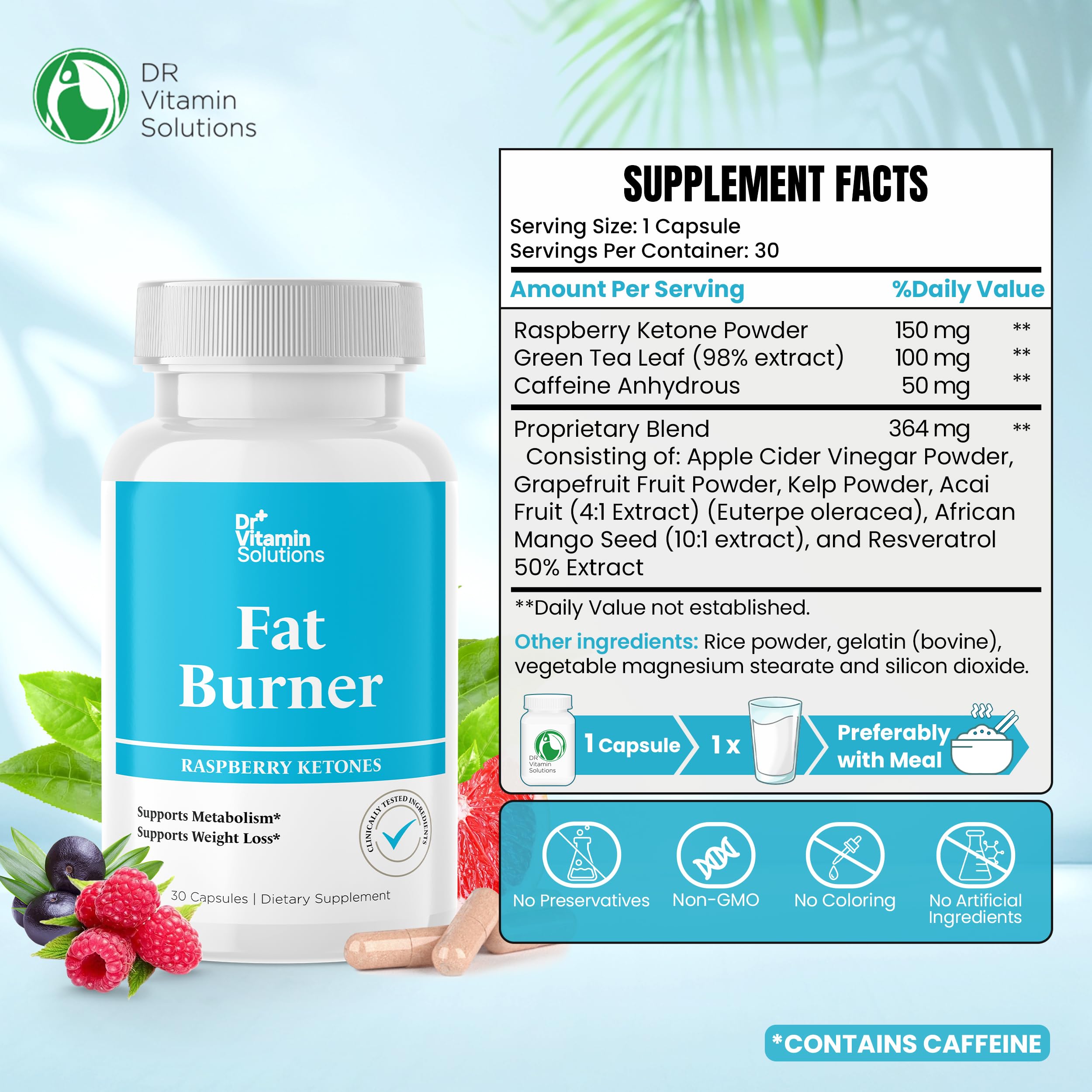 DR VITAMIN SOLUTIONS Kelp ingredient highlighting natural metabolism support.