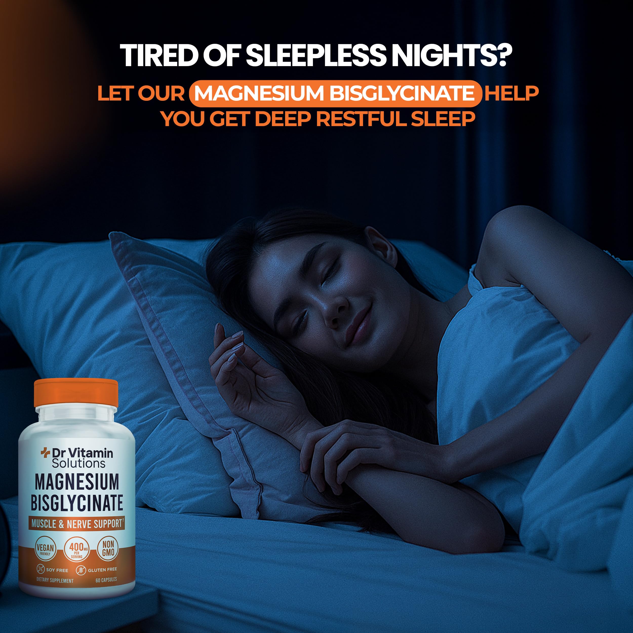 DR VITAMIN SOLUTIONS Magnesium Glycinate 400mg bottle used for relaxation and focus during busy days