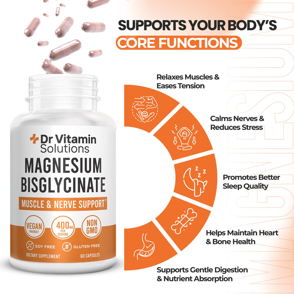 DR VITAMIN SOLUTIONS Magnesium Glycinate 400mg serving reminder for daily routine