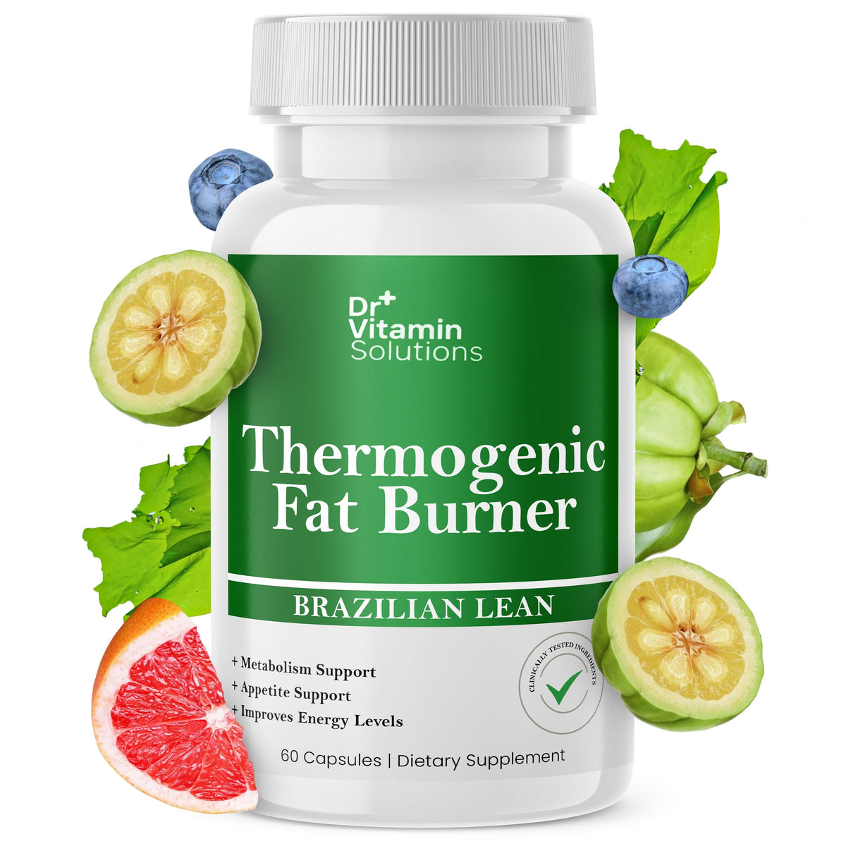 DR VITAMIN SOLUTIONS thermogenic capsules close-up for easy daily use and portability.