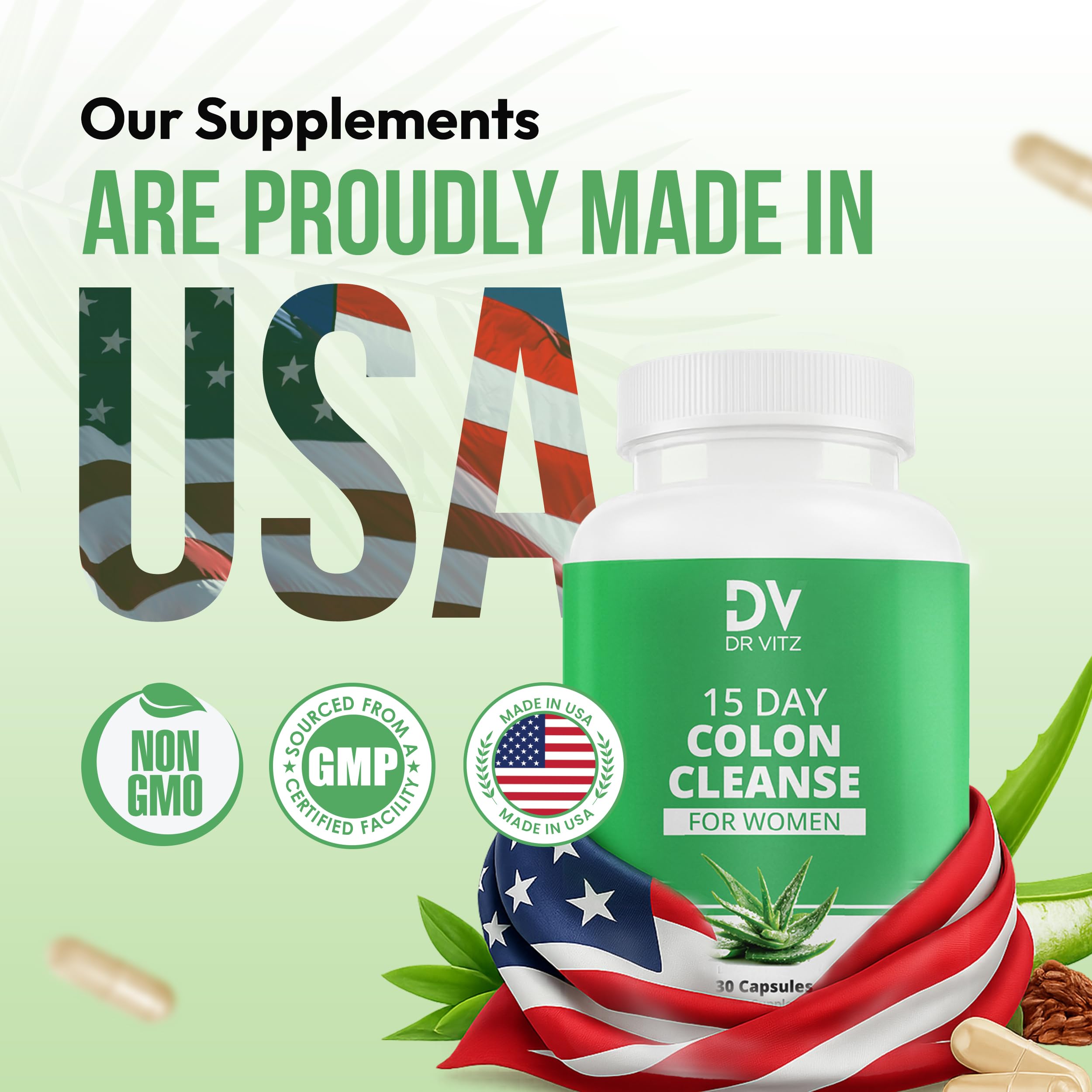 Dr Vitz capsules closeup showing herbal and probiotic blend for digestive support