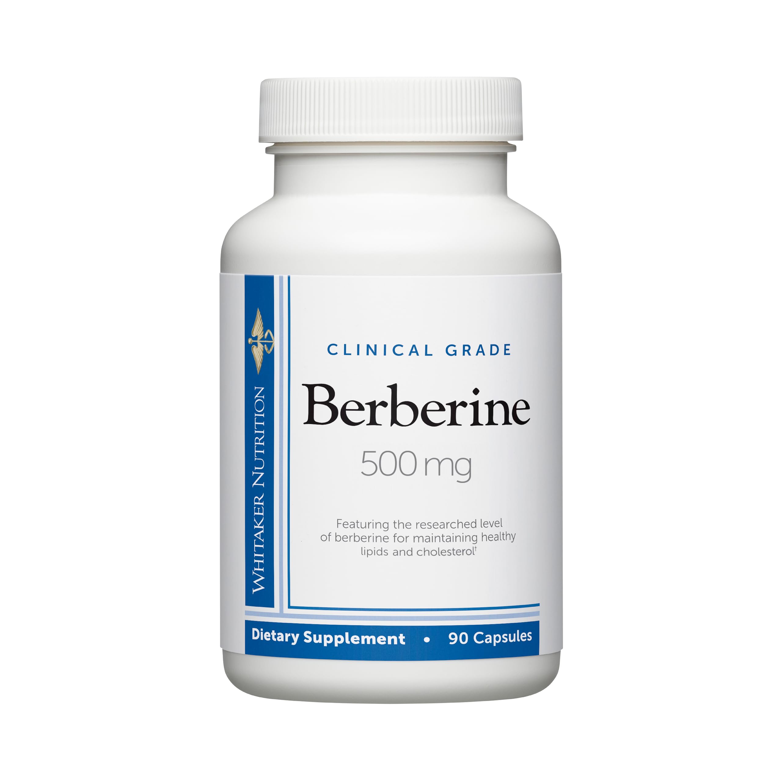DR.WHITAKER Berberine bottle label shows 1,500 mg daily dosage for routine wellness.