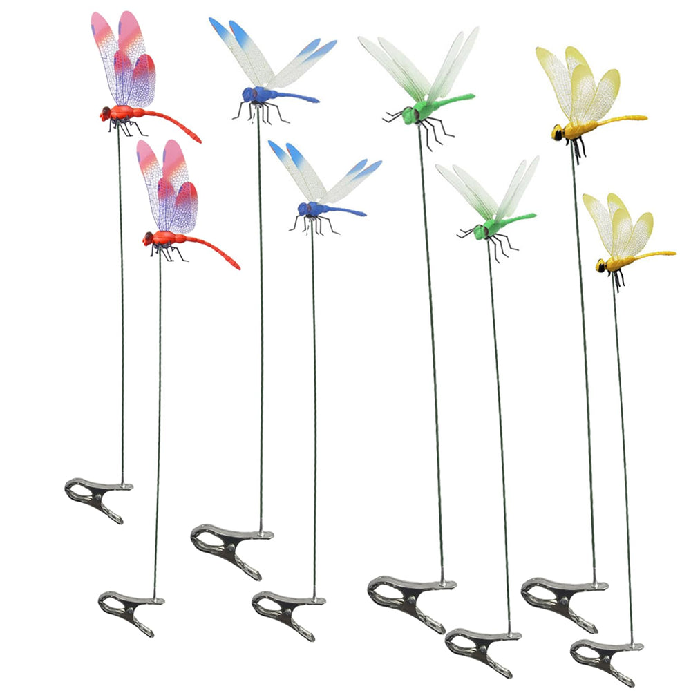 Draduo 8Pcs dragonfly clips brighten outdoor gardens with color and seasonal charm