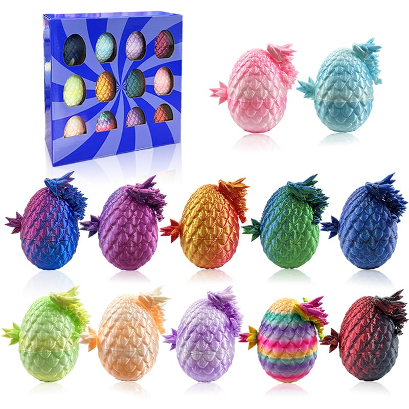 Dragon eggs 12pcs with mini dragons inside for collectible display and playful unboxing.