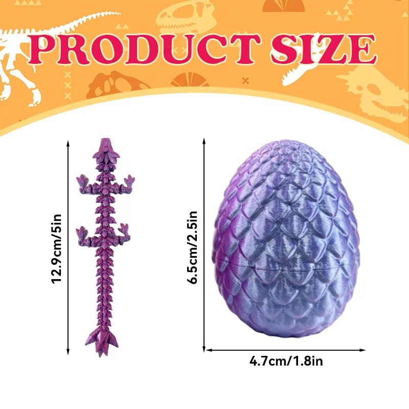 Articulated dragons inside dragon eggs allow adjustable poses for interactive display.