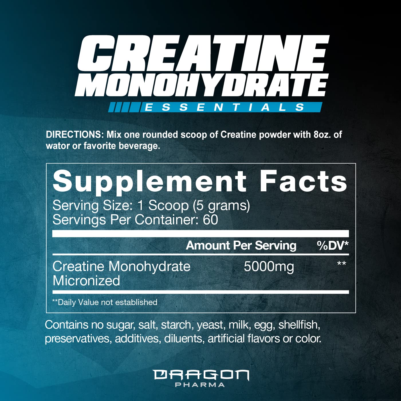 Dragon Pharma Creatine Monohydrate powder scoop shows precise serving for training sessions.