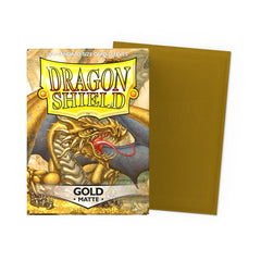 Dragon Shield Matte Sleeves back view with gold finish, premium look and surface protection.